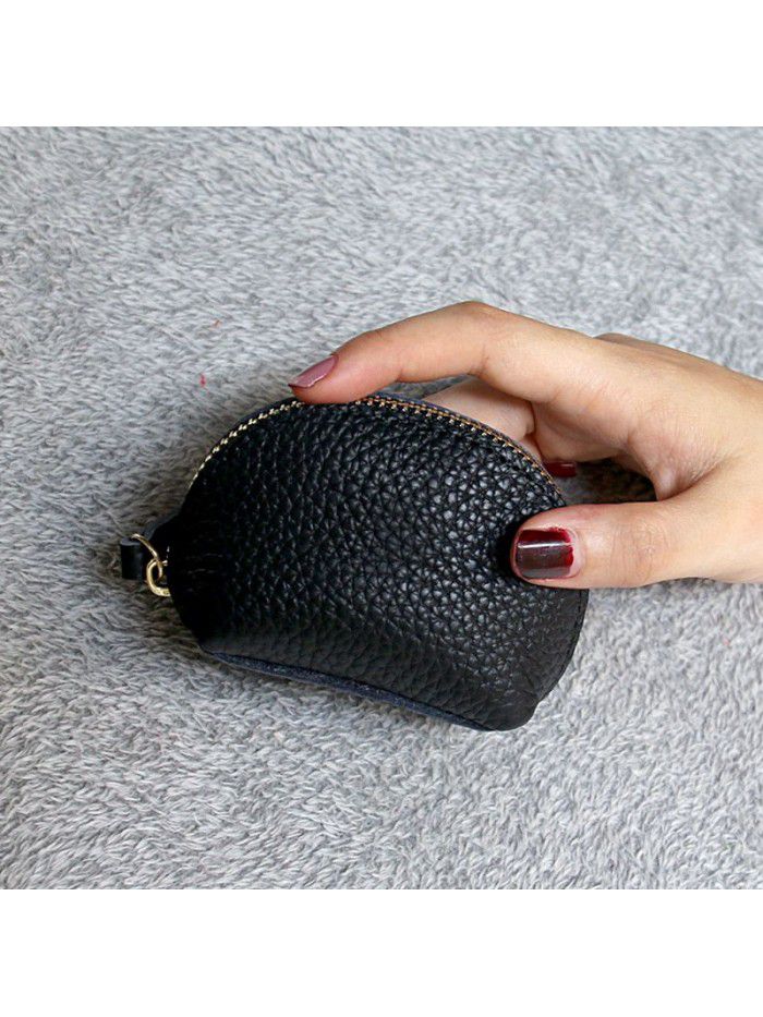  new simple retro Mini zero wallet cowhide wallet women's leather dumpling zipper Coin Bag Fashion