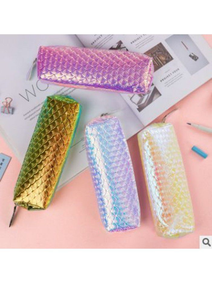 New Korean lovely Fishscale pencil case laser stationery Fishscale pencil case student pencil case
