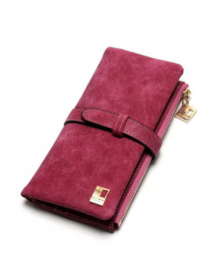 Fast selling popular Korean retro frosted leather 20% off with long wallet multi card women's wallet wholesale