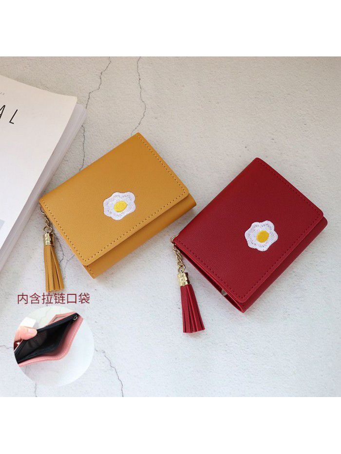 New wallet short women's Zipper Wallet Korean litchi pattern versatile pocket card bag