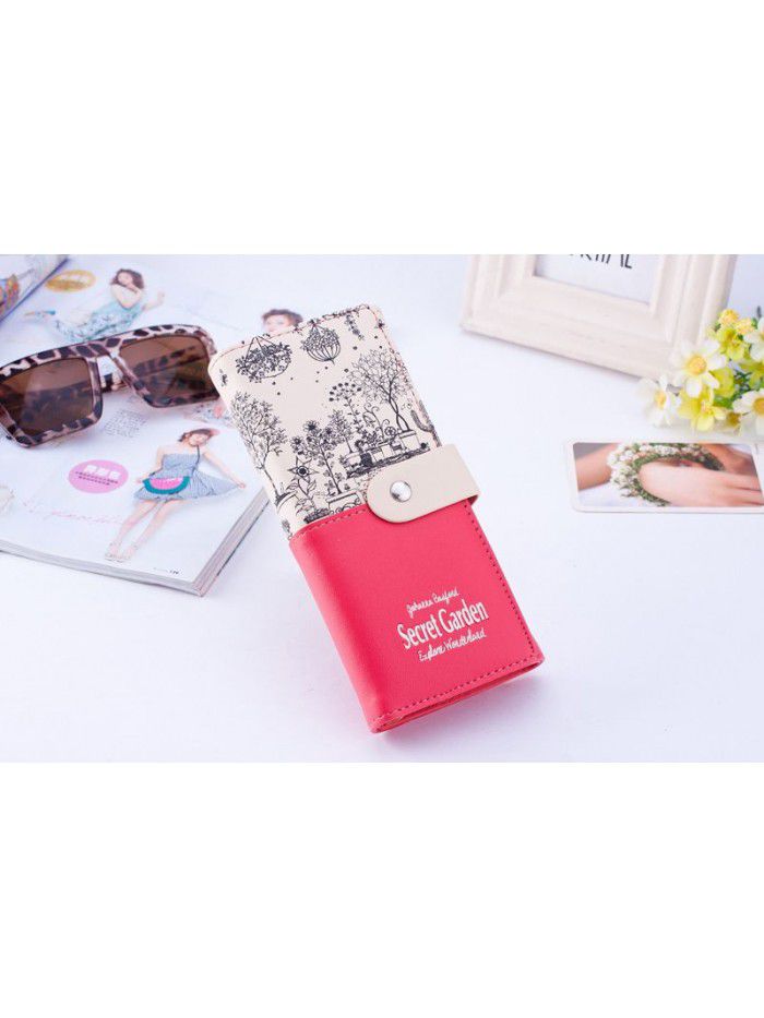 New product quick order fashion landscape Pu large capacity lady's wallet card bag lady's mobile phone hand bag