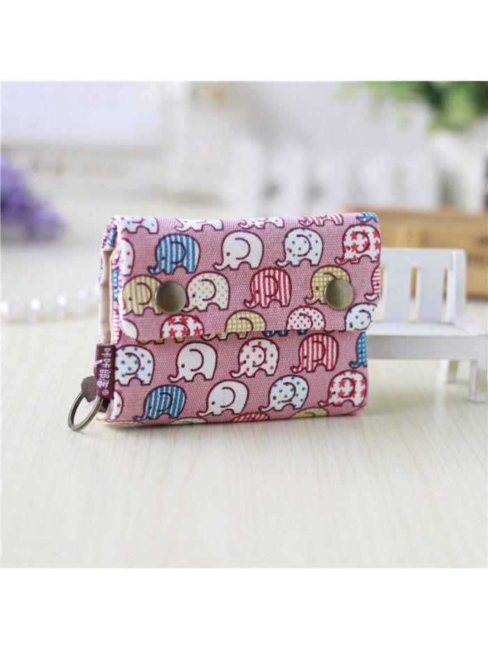 Kaka tribe Korean canvas men's and women's wallets small wholesale Taobao multi-purpose key bag