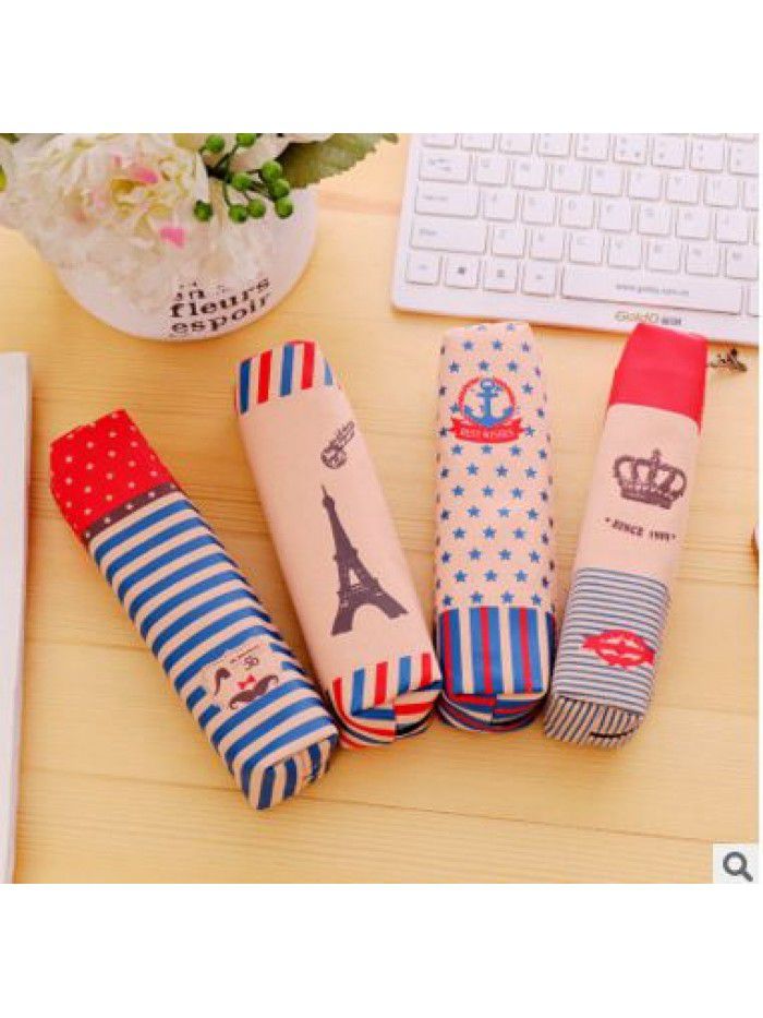 Creative crown canvas pencil case simple Korean boys and girls retro British tower large capacity pencil case stationery