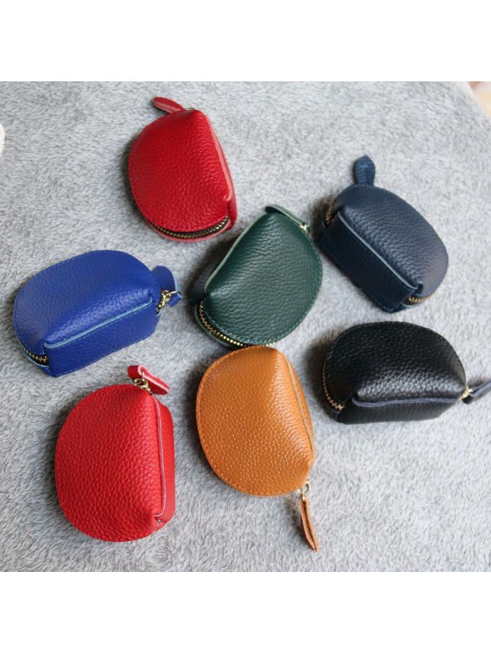  new simple retro Mini zero wallet cowhide wallet women's leather dumpling zipper Coin Bag Fashion