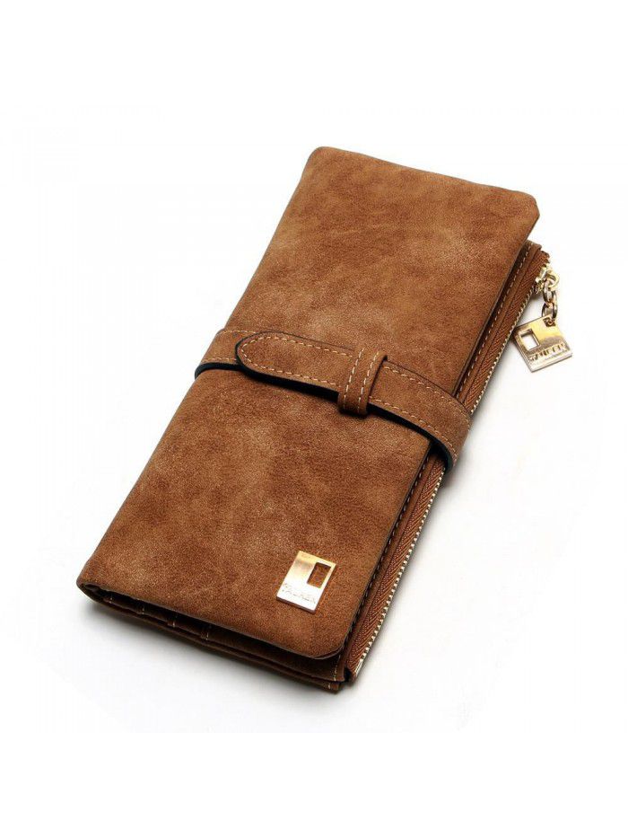 Fast selling popular Korean retro frosted leather 20% off with long wallet multi card women's wallet wholesale