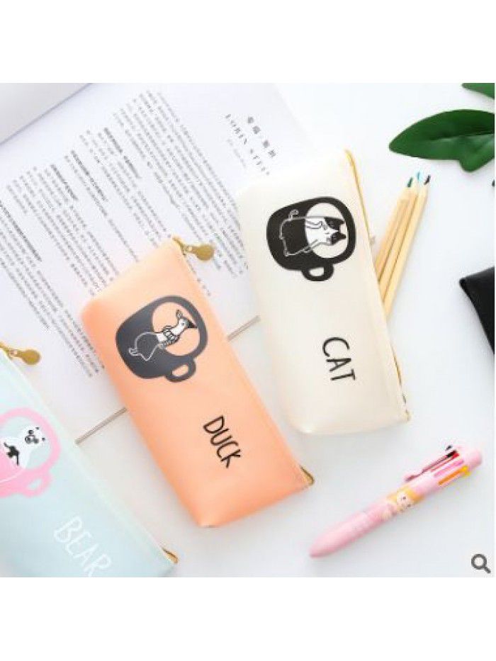 Korean creative cartoon cute animal pencil case children's school supplies stationery case men's and women's pencil case