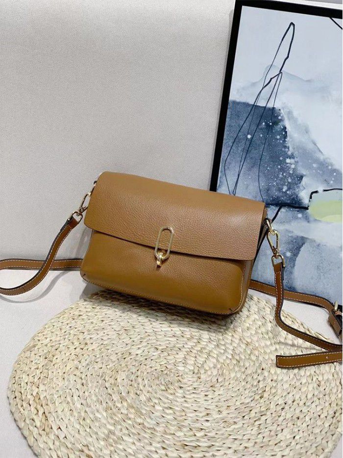 Small bag women's 2021 new style messenger bag leather women's bag fashion top layer cow leather shoulder bag small square bag 81089