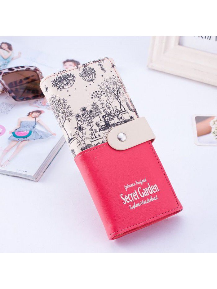 New product quick order fashion landscape Pu large capacity lady's wallet card bag lady's mobile phone hand bag