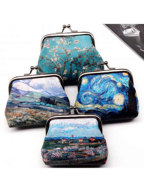 Retro creative printing women's zero wallet studen...