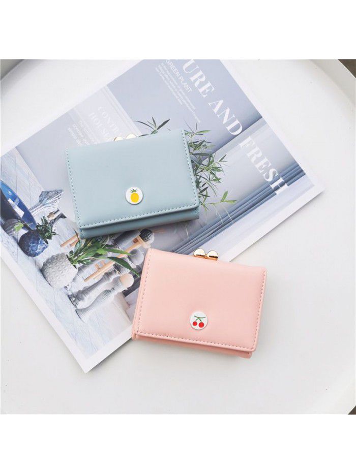  fashion small wallet women's short Korean cute little fresh fruit 30% off student lady wallet wallet