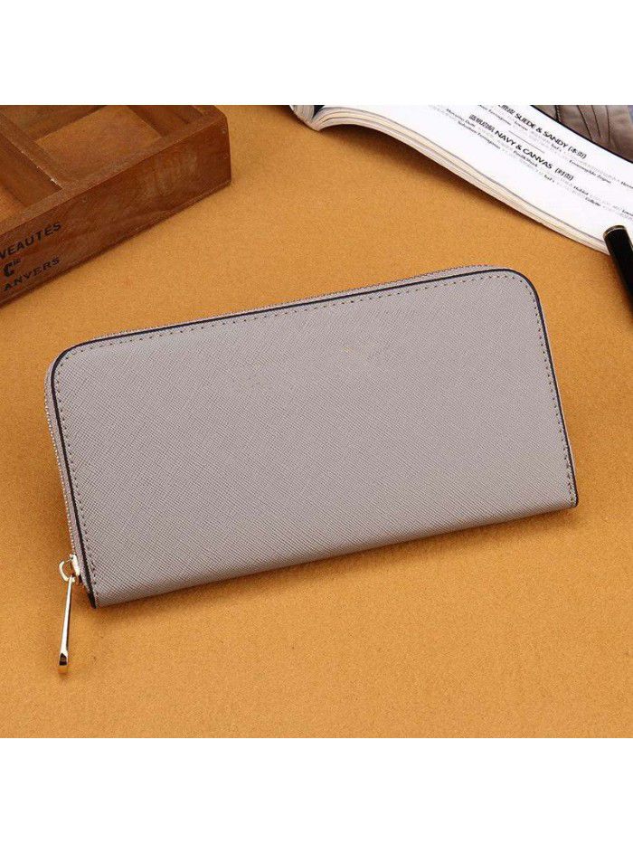 Foreign trade European and American fashion Korean women's mid long wallet cross pattern folio Wallet