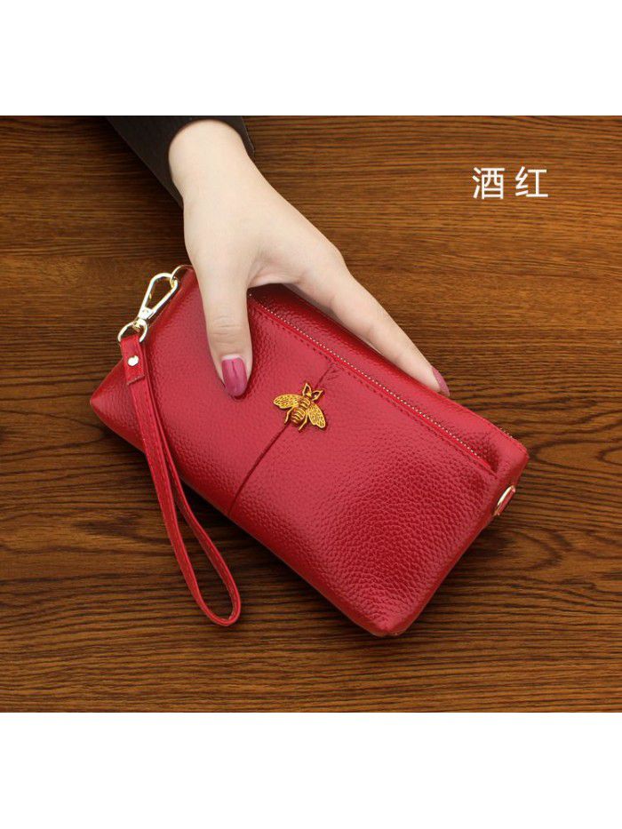  new hand bag women's head leather fashion zero wallet European and American simple mobile phone bag wallet