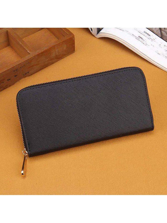 Foreign trade European and American fashion Korean women's mid long wallet cross pattern folio Wallet