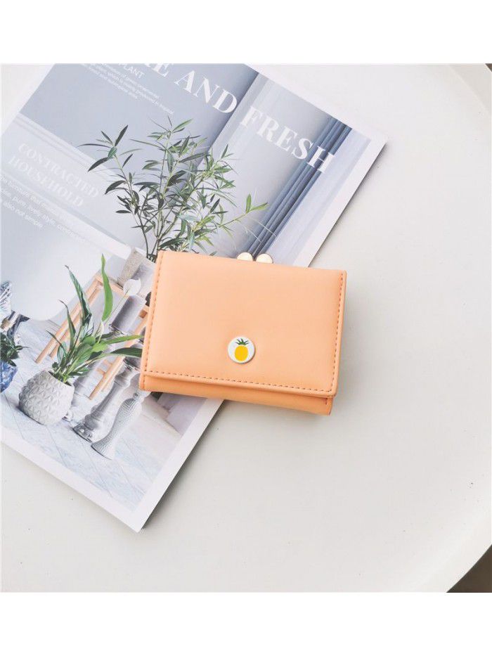  fashion small wallet women's short Korean cute little fresh fruit 30% off student lady wallet wallet