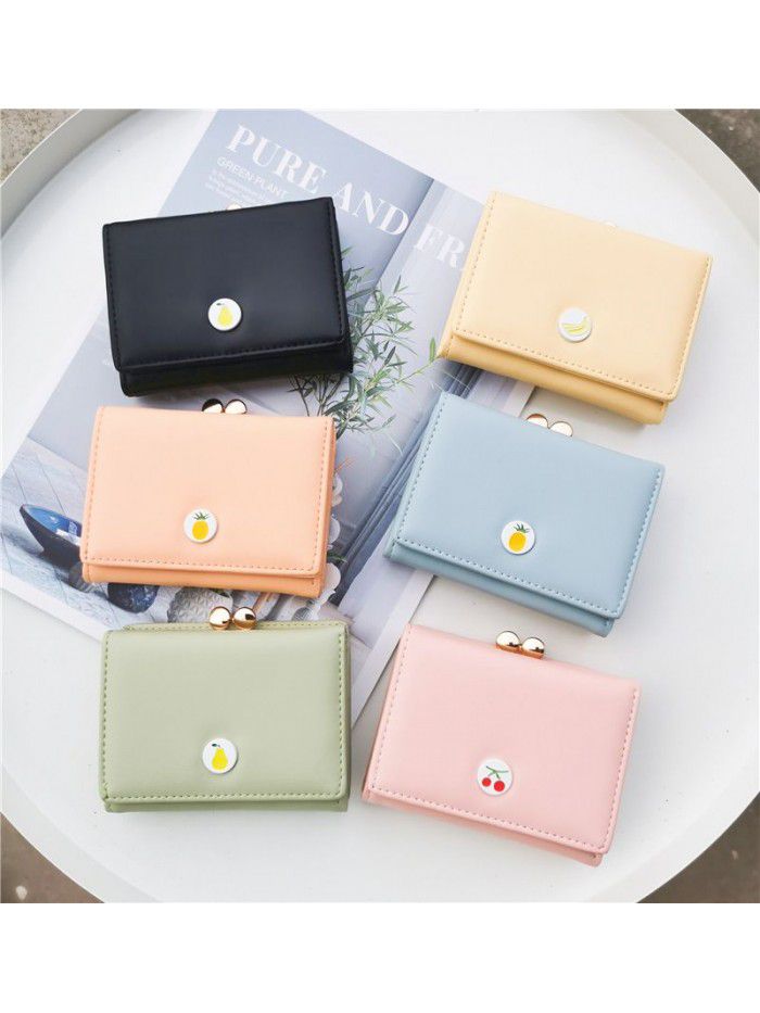  fashion small wallet women's short Korean cute little fresh fruit 30% off student lady wallet wallet