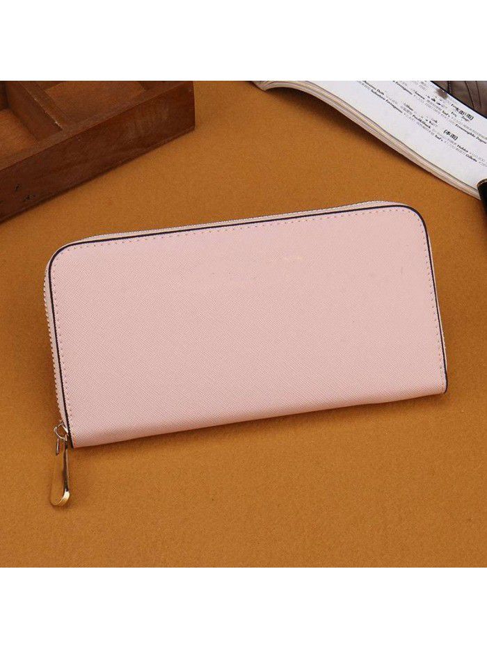 Foreign trade European and American fashion Korean women's mid long wallet cross pattern folio Wallet