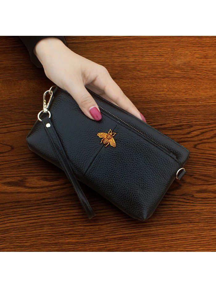  new hand bag women's head leather fashion zero wallet European and American simple mobile phone bag wallet